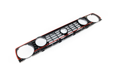 Euro Front Quad Radiator Grill w/Emblem & Red Frame  For VW Golf GTI MK2 2