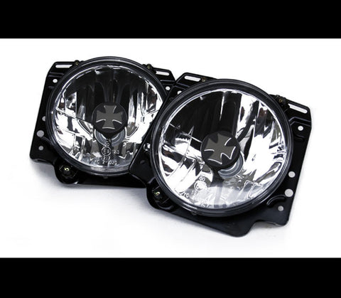 VW Golf MK2 Headlights Crystal Clear w/ Iron Cross