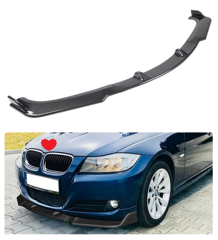 Front Bumper Spoiler Lip Valance Carbon Style Look For BMW LCI Facelift E90 E91 2008-2012
