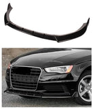 Front Bumper Lower Spoiler Lip Splitter Gloss Black For Audi A3 8V Pre-Facelift Models from 2014-2016