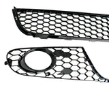 Set Lower Front Bumper Grill & Fog Light Vents Gloss For VW Golf MK6 GTI LOOK