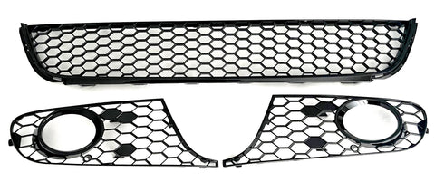 Set Lower Front Bumper Grill & Fog Light Vents Gloss For VW Golf MK6 GTI LOOK