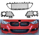 3PC FRONT CENTER & SIDE BUMPER GRILLE FOR BMW 3 SERIES F30 F31 F35 M SPORT 12-18