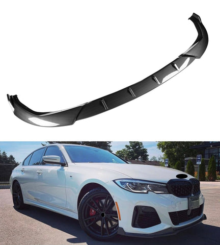 Front Bumper Lower Spoiler Lip Splitter Carbon Style Look For BMW 3 Series G20 G21 G28 M-Sport Models From 2019-2021