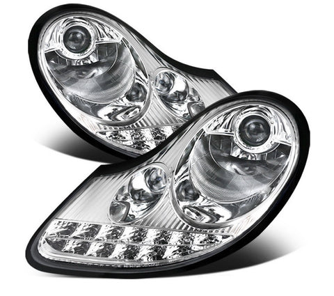 Clear Chrome LED DRL Projector Front Headlights For PORSCHE BOXSTER 986 / 996 MK1 (1996-2004)