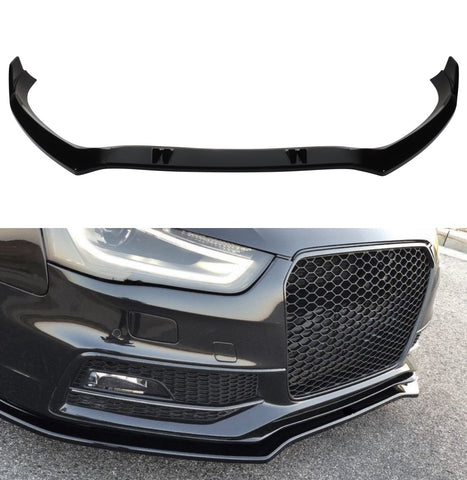 Front Bumper Lower Spoiler Lip Splitter Gloss Black For Audi A4 B8.5 from 2013-2016