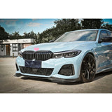 Front Bumper Lower Spoiler Lip Splitter Carbon Style Look For BMW 3 Series G20 G21 G28 M-Sport Models From 2019-2021